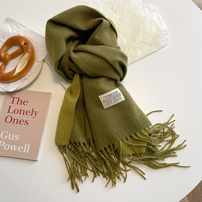 Double-Sided Artificial Cashmere Scarf – Winter Warmth for Couples - Hollasoftshop