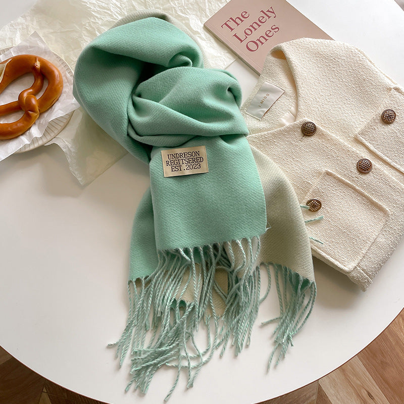 Double-Sided Artificial Cashmere Scarf – Winter Warmth for Couples - Hollasoftshop