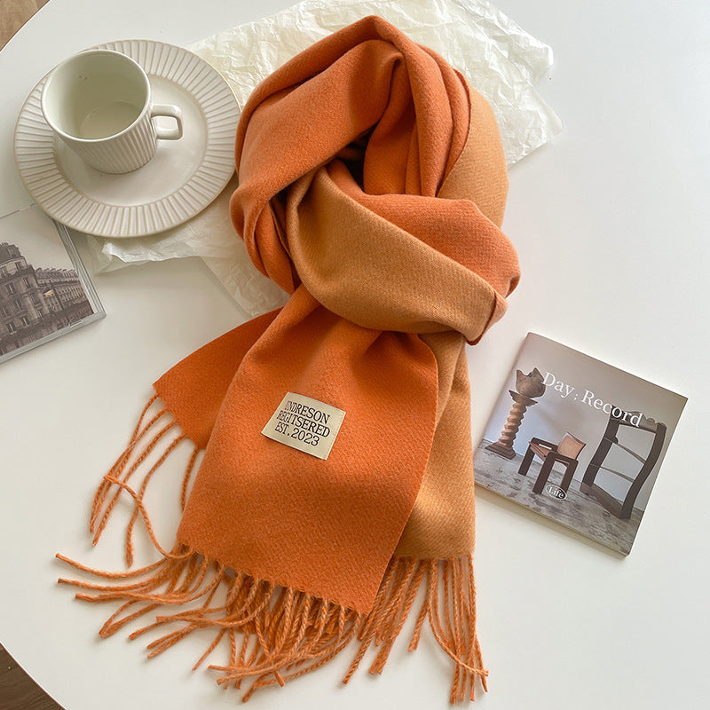 Double-Sided Artificial Cashmere Scarf – Winter Warmth for Couples - Hollasoftshop