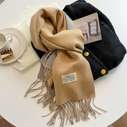 Double-Sided Artificial Cashmere Scarf – Winter Warmth for Couples - Hollasoftshop