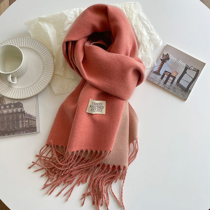 Double-Sided Artificial Cashmere Scarf – Winter Warmth for Couples - Hollasoftshop