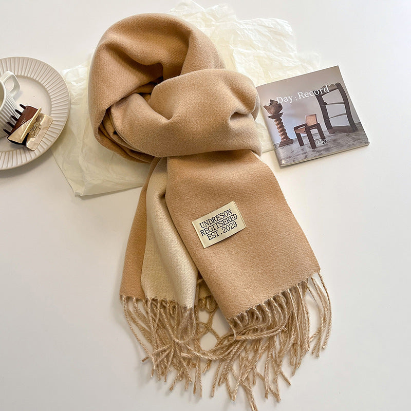 Double-Sided Artificial Cashmere Scarf – Winter Warmth for Couples - Hollasoftshop