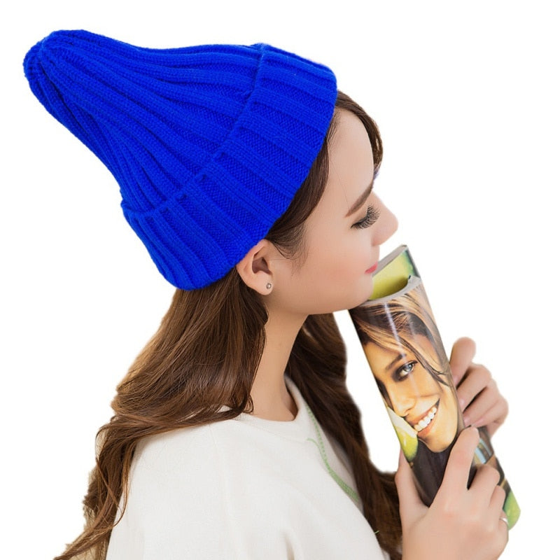 Unisex Cotton Blends Solid Warm Soft HIP HOP Knitted Hats - Hollasoftshop