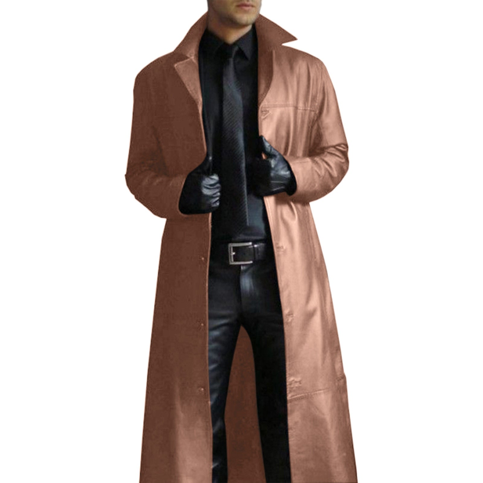 Men's Leather Trench Coat