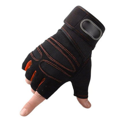 Men Fitness Heavyweight Training Gloves Bodybuilding, Half Finger Gloves Non-Slip Extended Wrist Support - Hollasoftshop