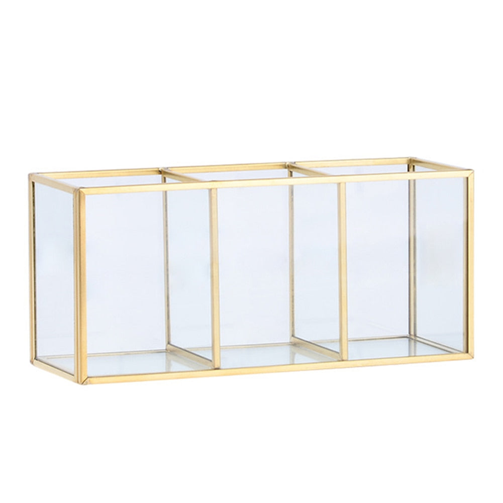 Hot Sale Nordic Transparent Painting Grid Glass Storage Ta - Hollasoftshop