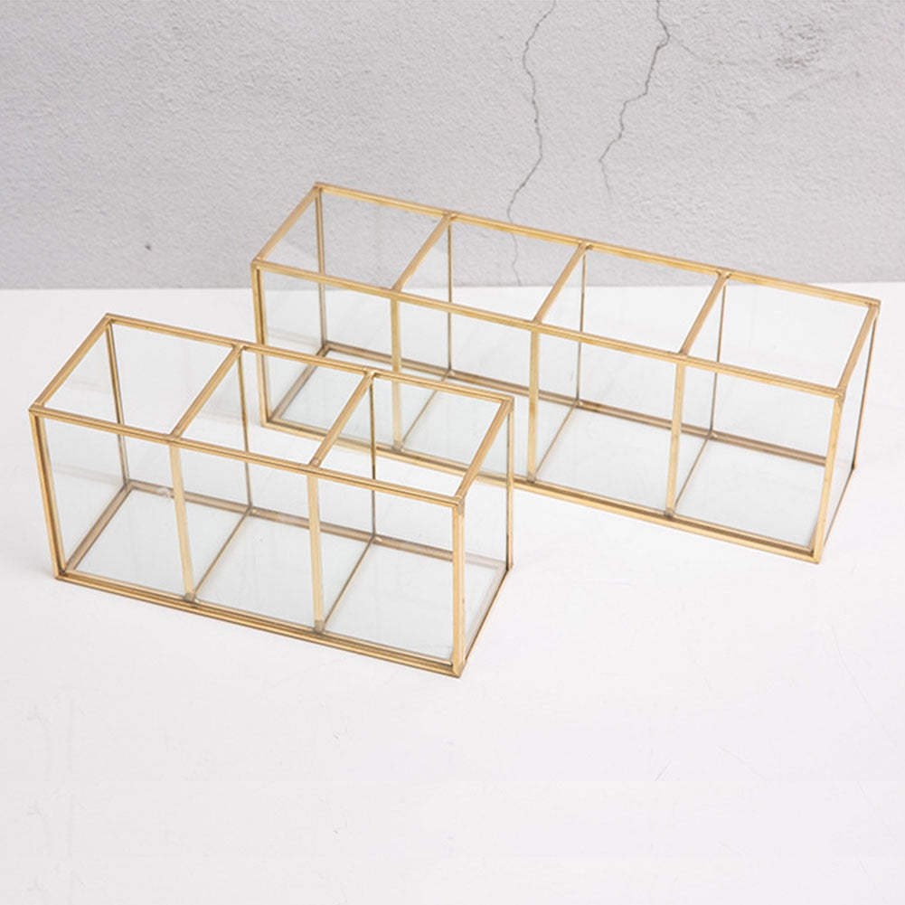 Hot Sale Nordic Transparent Painting Grid Glass Storage Ta - Hollasoftshop