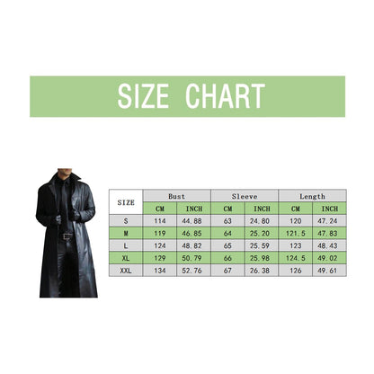 Men's Leather Trench Coat Vintage British Style Windbreaker - Hollasoftshop