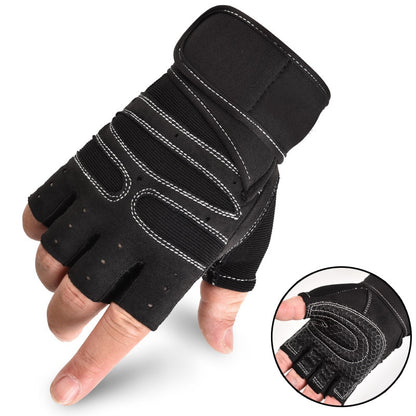 Men Fitness Heavyweight Training Gloves Bodybuilding, Half Finger Gloves Non-Slip Extended Wrist Support - Hollasoftshop