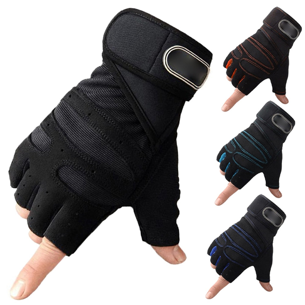 Men Fitness Heavyweight Training Gloves Bodybuilding, Half Finger Gloves Non-Slip Extended Wrist Support - Hollasoftshop