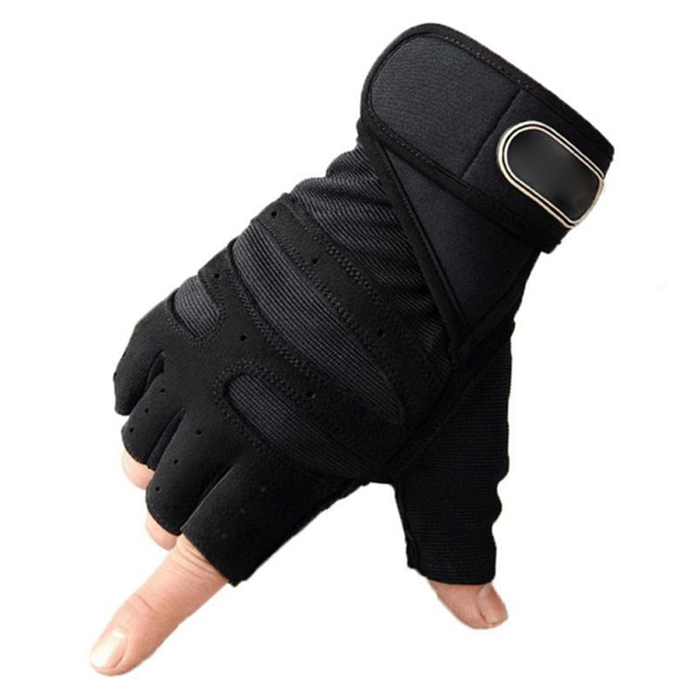 Men Fitness Heavyweight Training Gloves Bodybuilding, Half Finger Gloves Non-Slip Extended Wrist Support - Hollasoftshop