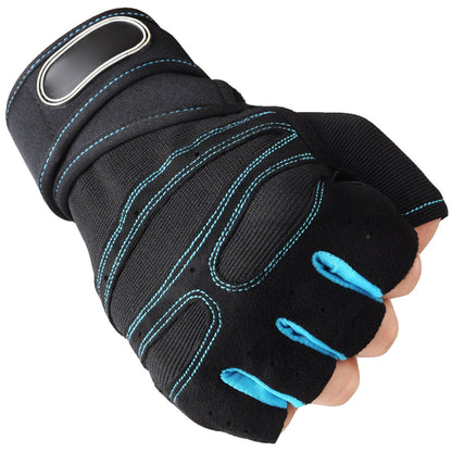 Men Fitness Heavyweight Training Gloves Bodybuilding, Half Finger Gloves Non-Slip Extended Wrist Support - Hollasoftshop