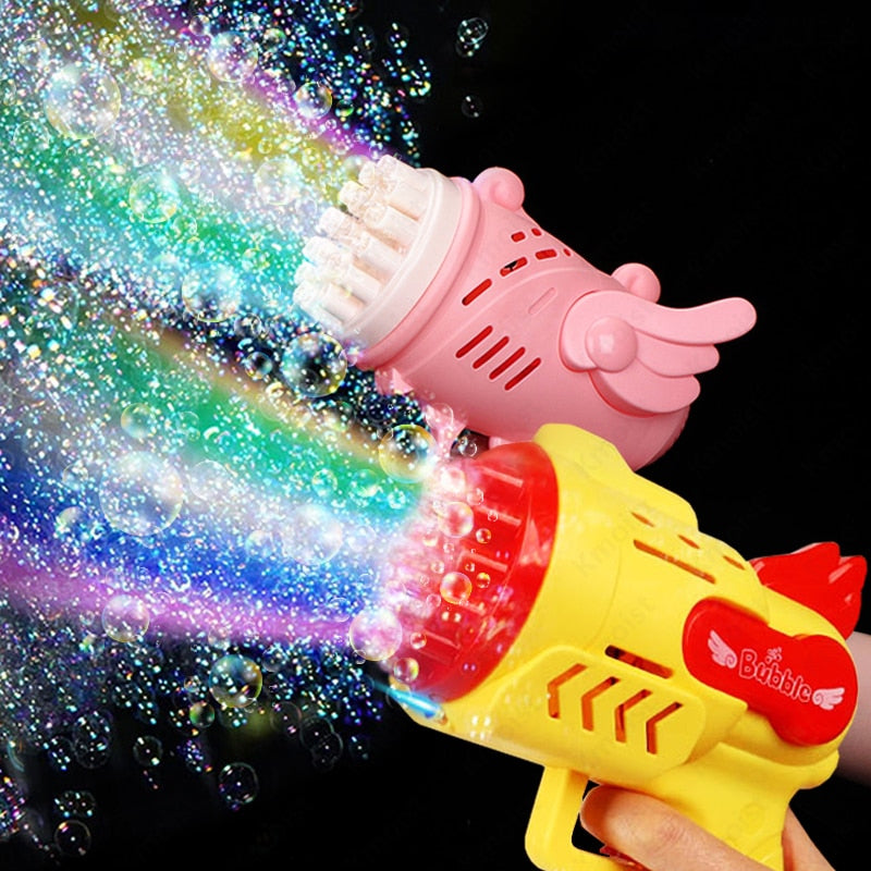 Bubble Gun Kids Toys Electric Automatic Soap Rocket Bubbles Machine Outdoor Wedding Party Toy LED Light Children Birthday Gifts - Hollasoftshop