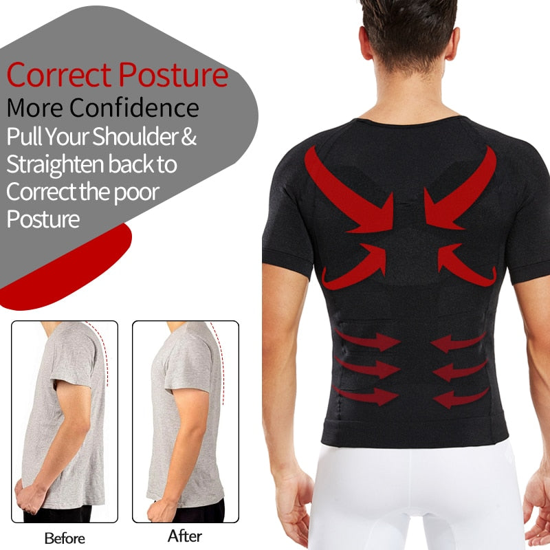 Men Slimming Body Shaper Compression Shirt - Hollasoftshop