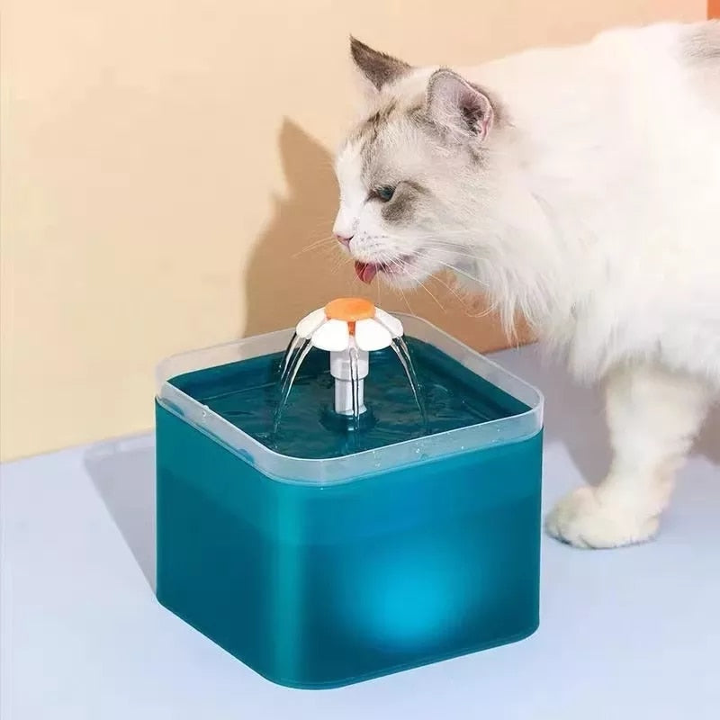 2L Capacity Automatic Cat Water Fountain with LED Lighting Drinker USB - Hollasoftshop