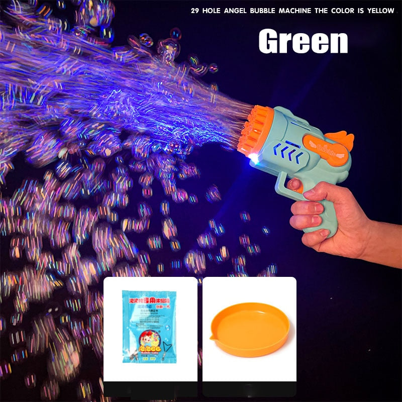 Bubble Gun Kids Toys Electric Automatic Soap Rocket Bubbles Machine Outdoor Wedding Party Toy LED Light Children Birthday Gifts - Hollasoftshop