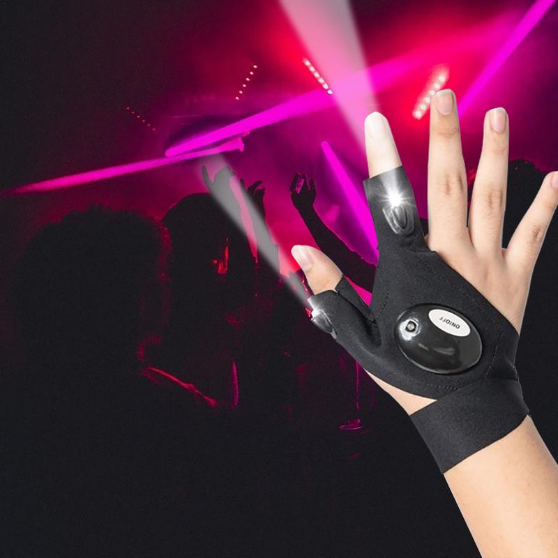 Fingerless LED Glove Waterproof Torch, Tool Lighting Gloves - Hollasoftshop