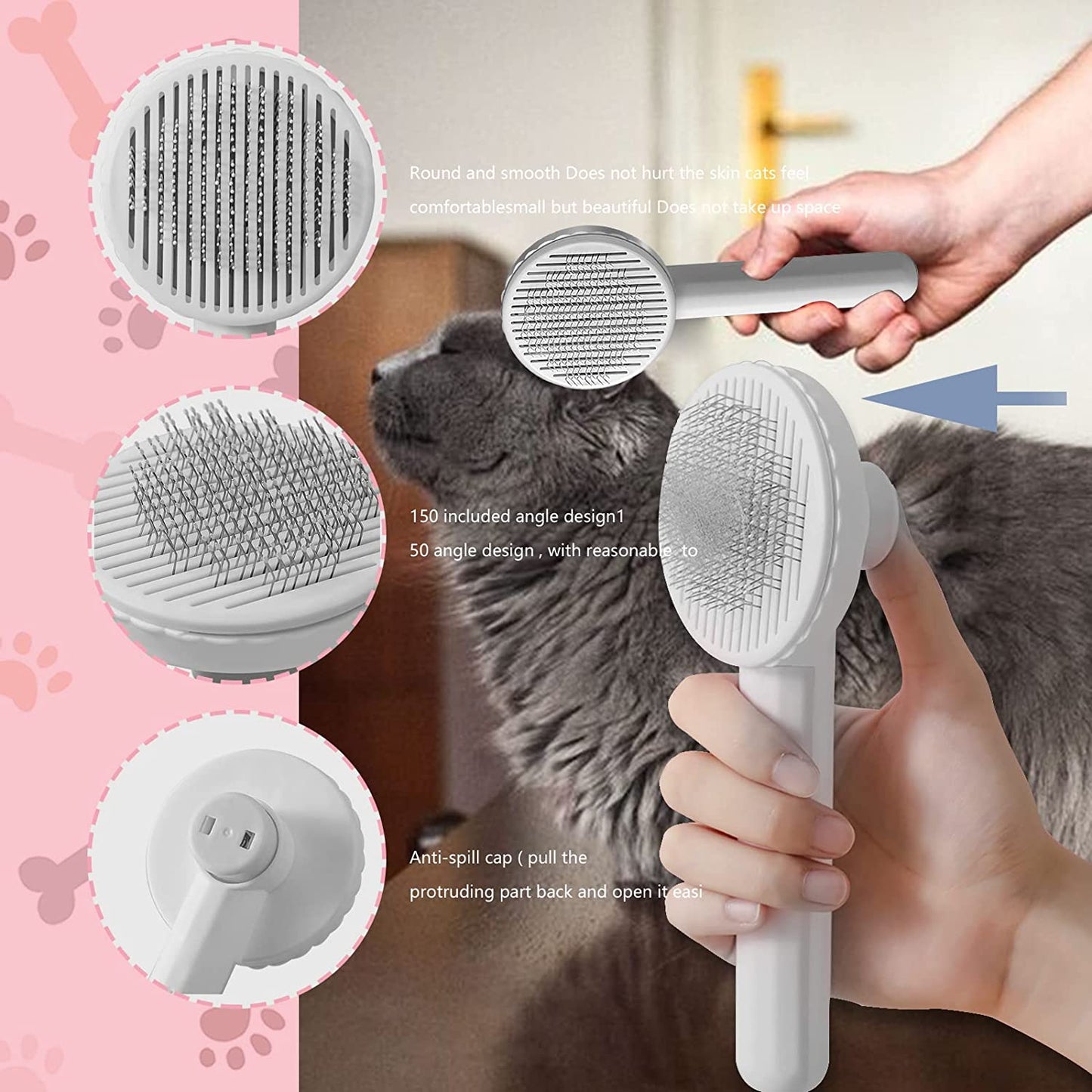 Cat Brush Pet Grooming Brush for Cats Remove Hairs Pet Cat Hair Remover Pets Hair Removal Comb - Hollasoftshop