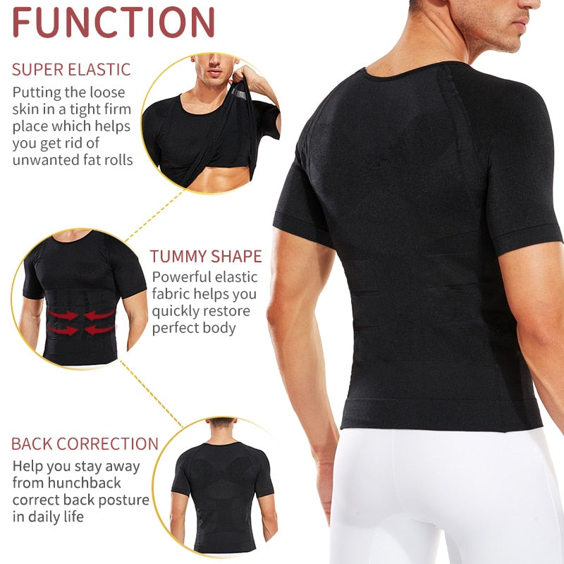 Men Slimming Body Shaper Compression Shirt - Hollasoftshop